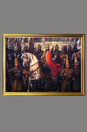 Fatih İstanbulun Fethi Desenli Dijital Baskılı Kadife Kumaş Çerçeveli Tablo TBL0022