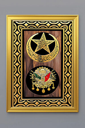 Osmanlı Tuğrası Dijital Baskılı Kadife Kumaş Çerçeveli Tablo TBL0031