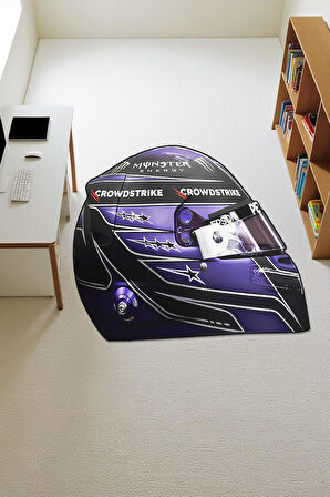 Motor Kaskı Deseni Lazer Kesim Dijital Baskı Kaymaz Taban Halı H1016