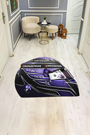 Motor Kaskı Deseni Lazer Kesim Dijital Baskı Kaymaz Taban Halı H1016