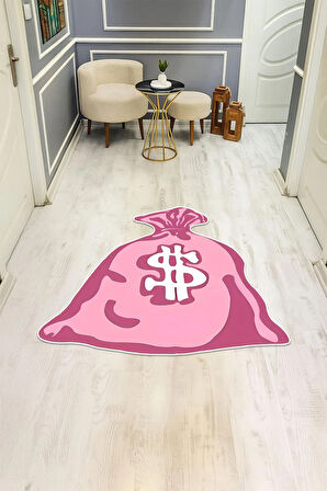 Para Kesesi Lazer Kesim Dijital Baskı Kaymaz Taban Halı H1021