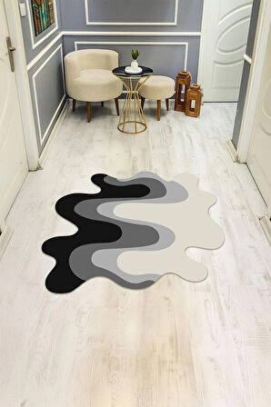 Dalga Desenli Lazer Dijital Baskı Kaymaz Taban Halı H1023