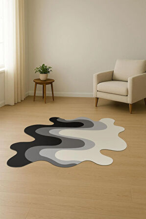 Dalga Desenli Lazer Dijital Baskı Kaymaz Taban Halı H1023