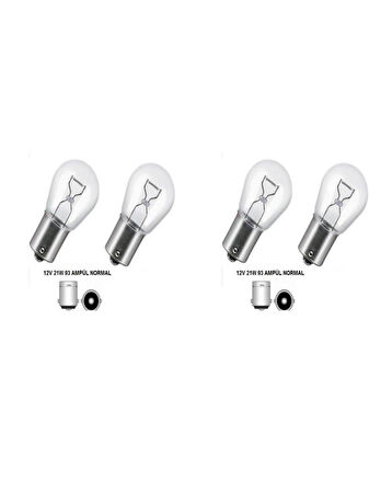 12 VOLT 21WATT SİNYAL  AMPULU ARABA MOTORSİKLET (4 ADET) DÜZ TIRNAK (93 AMPUL)