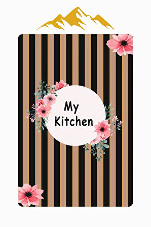 My Kitchen Desenli Dijital Baskı Kaymaz Taban Mutfak Halısı H0045