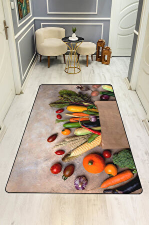 Mutfak Tezgahı Desenli Dijital Baskı Kaymaz Taban Mutfak Halısı H0059