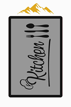 Kitchen Desenli Dijital Baskı Kaymaz Taban Mutfak Halısı H0061