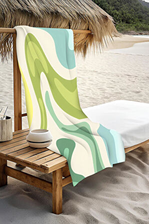 Dijital Baskı Plaj Deniz Havlusu Soyut Desenli Peştamal HVL0193