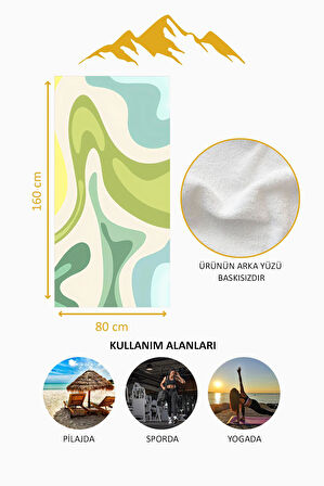 Dijital Baskı Plaj Deniz Havlusu Soyut Desenli Peştamal HVL0193