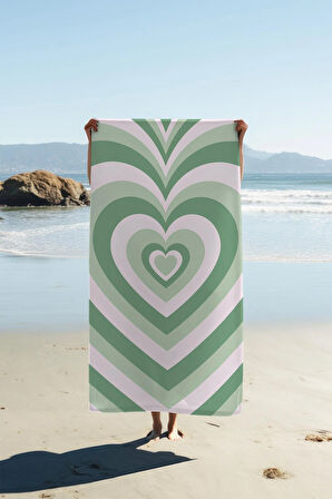 Dijital Baskı Plaj Deniz Havlusu Kalpli Desen Peştamal HVL0194