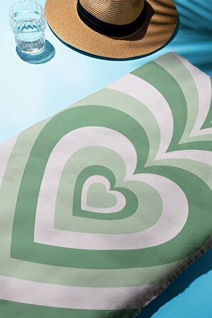 Dijital Baskı Plaj Deniz Havlusu Kalpli Desen Peştamal HVL0194