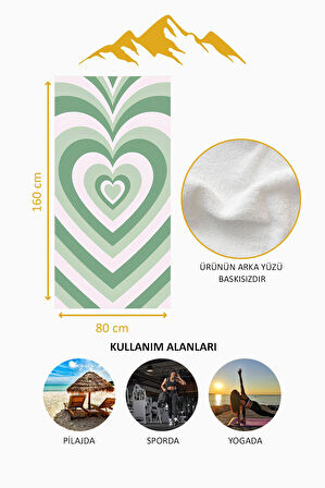 Dijital Baskı Plaj Deniz Havlusu Kalpli Desen Peştamal HVL0194