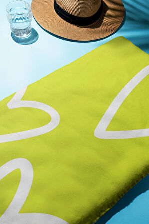 Dijital Baskı Plaj Deniz Havlusu Kalpli Desen Peştamal HVL0195