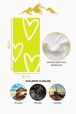 Dijital Baskı Plaj Deniz Havlusu Kalpli Desen Peştamal HVL0195