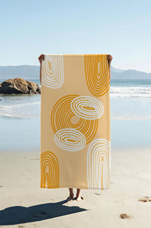 Dijital Baskı Plaj Deniz Havlusu Soyut Desenli Peştamal HVL0196