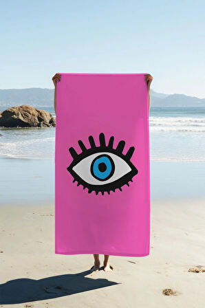 Dijital Baskı Plaj Deniz Havlusu Göz Desenli Peştamal HVL0199