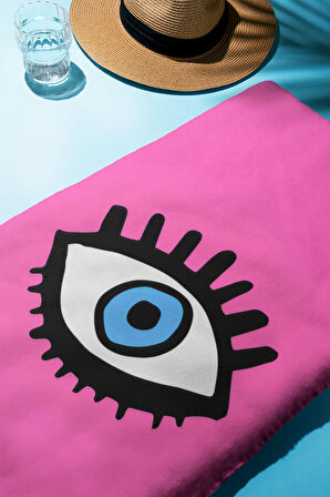 Dijital Baskı Plaj Deniz Havlusu Göz Desenli Peştamal HVL0199