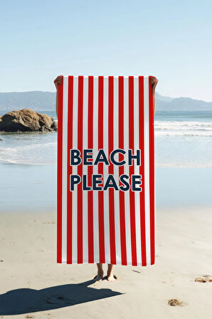 Dijital Baskı Plaj Deniz Havlusu Beach Please Desenli Peştamal HVL0200