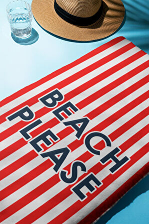 Dijital Baskı Plaj Deniz Havlusu Beach Please Desenli Peştamal HVL0200