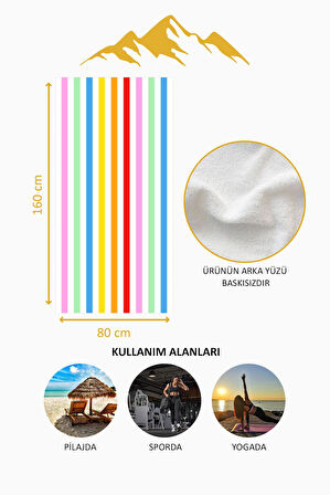 Dijital Baskı Plaj Deniz Havlusu Renkli Çizgiler Desenli Peştamal HVL0205