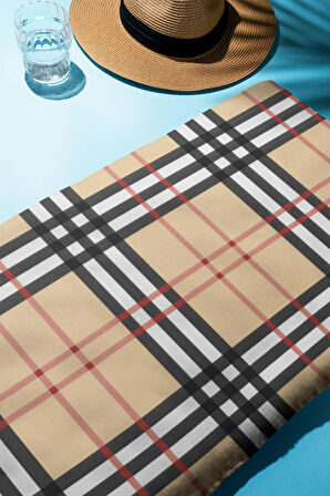 Dijital Baskı Plaj Deniz Havlusu Ekose Desenli Peştamal HVL0207