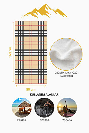 Dijital Baskı Plaj Deniz Havlusu Ekose Desenli Peştamal HVL0207