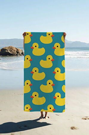 Dijital Baskı Plaj Deniz Havlusu Ördek Desenli Peştamal HVL0210