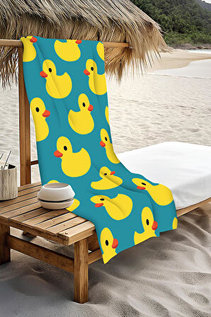 Dijital Baskı Plaj Deniz Havlusu Ördek Desenli Peştamal HVL0210