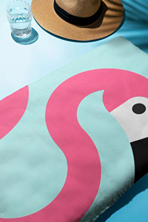 Dijital Baskı Plaj Deniz Havlusu Flamingo Desenli Peştamal HVL0212