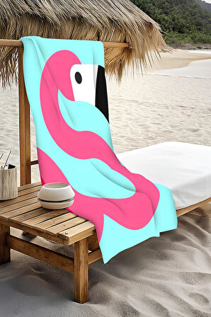 Dijital Baskı Plaj Deniz Havlusu Flamingo Desenli Peştamal HVL0212