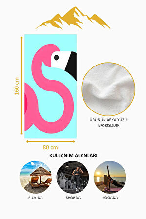Dijital Baskı Plaj Deniz Havlusu Flamingo Desenli Peştamal HVL0212