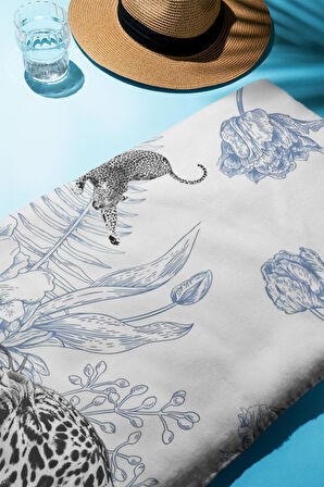 Dijital Baskı Plaj Deniz Havlusu Leopar Desenli Peştamal HVL0214