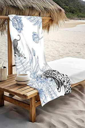 Dijital Baskı Plaj Deniz Havlusu Leopar Desenli Peştamal HVL0214