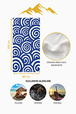 Dijital Baskı Plaj Deniz Havlusu Modern Desenli Peştamal HVL0216