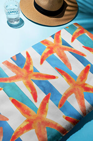 Dijital Baskı Plaj Deniz Havlusu Deniz Yıldızı Desenli Peştamal HVL0217