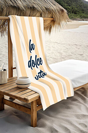 Dijital Baskı Plaj Deniz Havlusu Dolce Vita Desenli Peştamal HVL0219