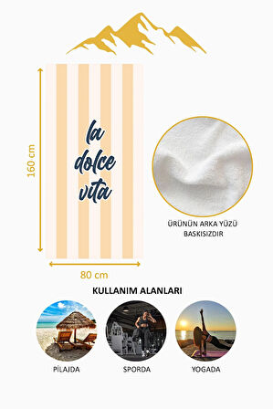 Dijital Baskı Plaj Deniz Havlusu Dolce Vita Desenli Peştamal HVL0219
