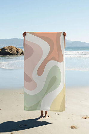 Dijital Baskı Plaj Deniz Havlusu Soyut Desenli Peştamal HVL0221