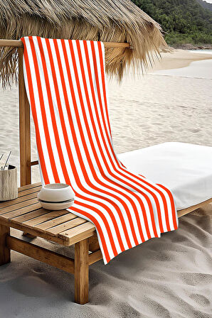 Dijital Baskı Plaj Deniz Havlusu Renkli Çizgili Desen Peştamal HVL0224