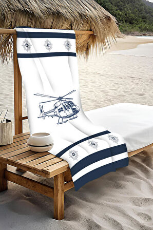 Dijital Baskı Plaj Deniz Havlusu Helikopter Desenli Peştamal HVL0227