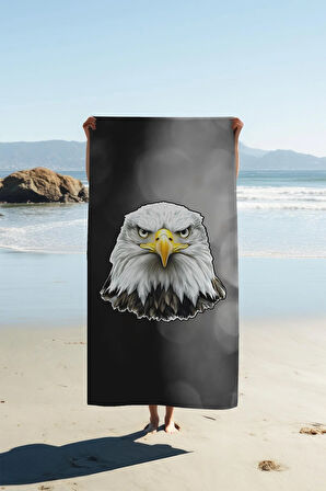 Dijital Baskı Plaj Deniz Havlusu Genç Sportif Kartal Desen Peştamal HVL0237
