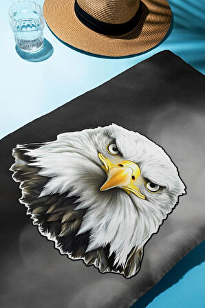 Dijital Baskı Plaj Deniz Havlusu Genç Sportif Kartal Desen Peştamal HVL0237