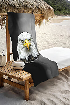 Dijital Baskı Plaj Deniz Havlusu Genç Sportif Kartal Desen Peştamal HVL0237