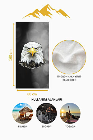 Dijital Baskı Plaj Deniz Havlusu Genç Sportif Kartal Desen Peştamal HVL0237