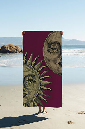 Dijital Baskı Plaj Deniz Havlusu Ay ve Yıldız Desenli Peştamal HVL0142