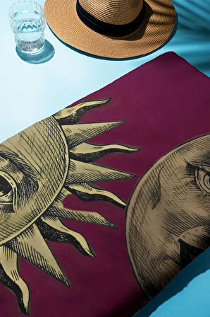 Dijital Baskı Plaj Deniz Havlusu Ay ve Yıldız Desenli Peştamal HVL0142