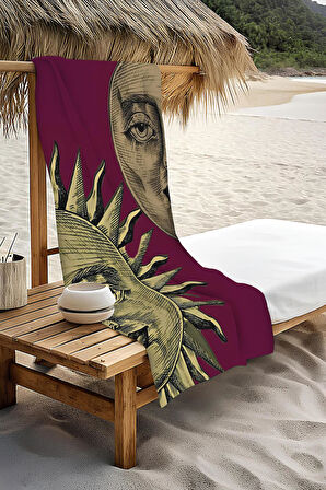 Dijital Baskı Plaj Deniz Havlusu Ay ve Yıldız Desenli Peştamal HVL0142