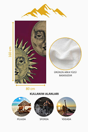 Dijital Baskı Plaj Deniz Havlusu Ay ve Yıldız Desenli Peştamal HVL0142