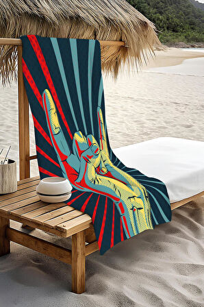 Dijital Baskı Plaj Deniz Havlusu Retro Desenli Peştamal HVL0145