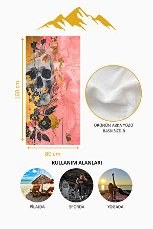 Dijital Baskı Plaj Deniz Havlusu Modern Kuru Kafa Desenli Peştamal HVL0146
